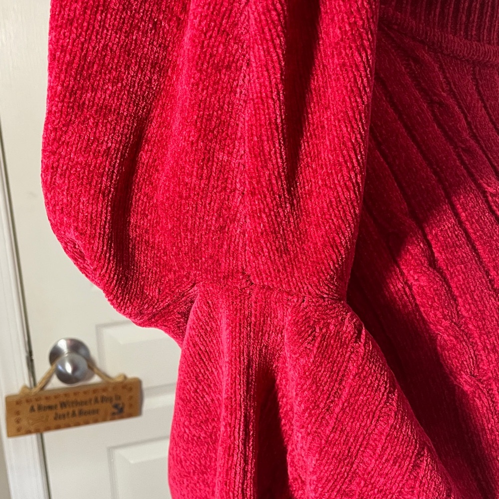 Alfred Dunner Mockneck Red Sweater Chenille Cabled Winter Holiday Christmas 3X - Picture 11 of 17